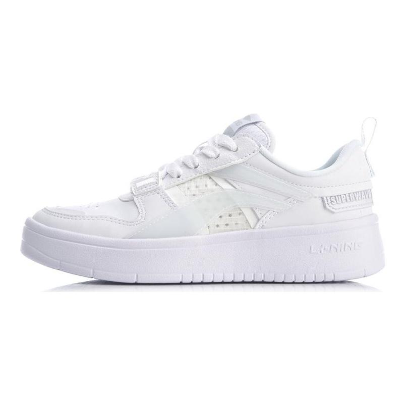LiNing Wave Superwave Lite Anti-Slip Wear-Resistant Lightweight Breathable Low-Top Skateboard Shoes Women's White AGCQ082-1
