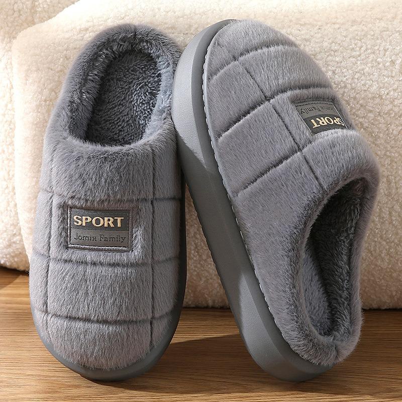 New men's cotton slippers winter home wool slippers color scheme thick bottom warm cotton drag men