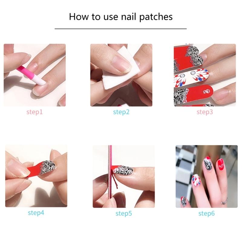 Flower Gradient Nail Sticker Full Wraps Nail Art Stickers Self-Adhesive Nail Art Decal Strips for DIY Nail Art Decor
