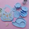 Silicone Baby Tableware Set: Non-slip Bowl, Bib, Plate, Fork & Spoon - Food Grade Material