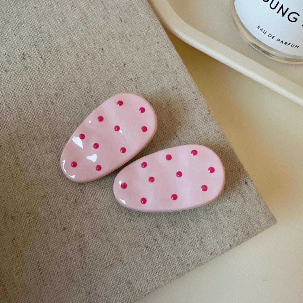 Cute Polka Dot Hair Clips Women Colorful Oval Hairpins Sweet Daily Hair Accessories for Girls Side Bangs Clip Headwear