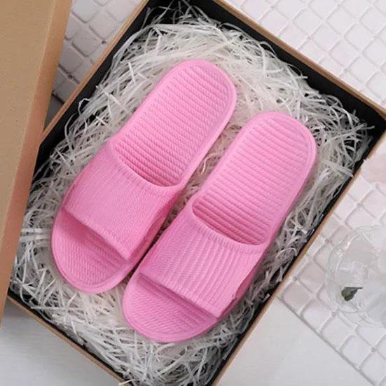 Women's Slippers Summer Indoor Bathroom Slippers Anti-Slip Home Slippers Couples Solid Color Large Size Flat Slippers