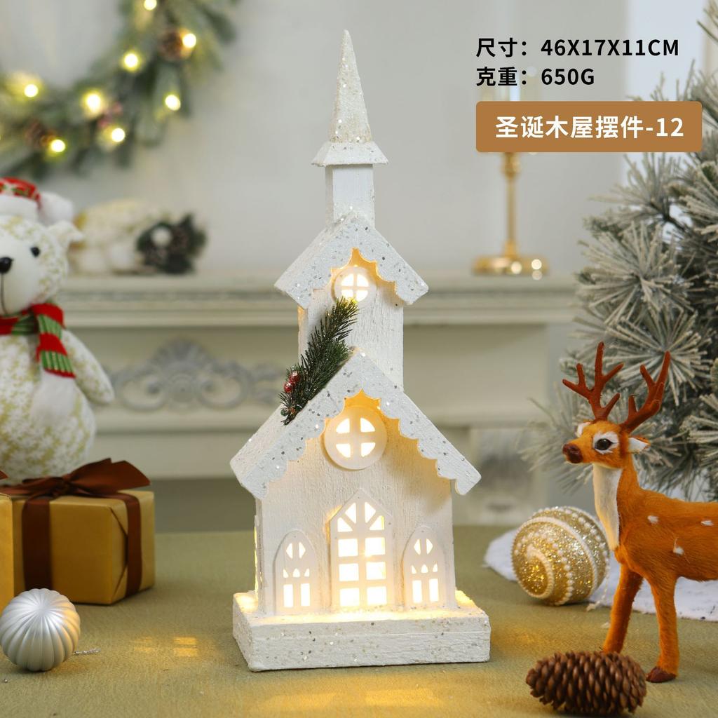 Factory direct sales Christmas chalet ornament atmosphere luminous decoration decoration chalet Christmas supplies
