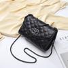 Women's black leather chain bag, versatile quilted crossbody bag, 2025 new fashion genuine leather shoulder bag