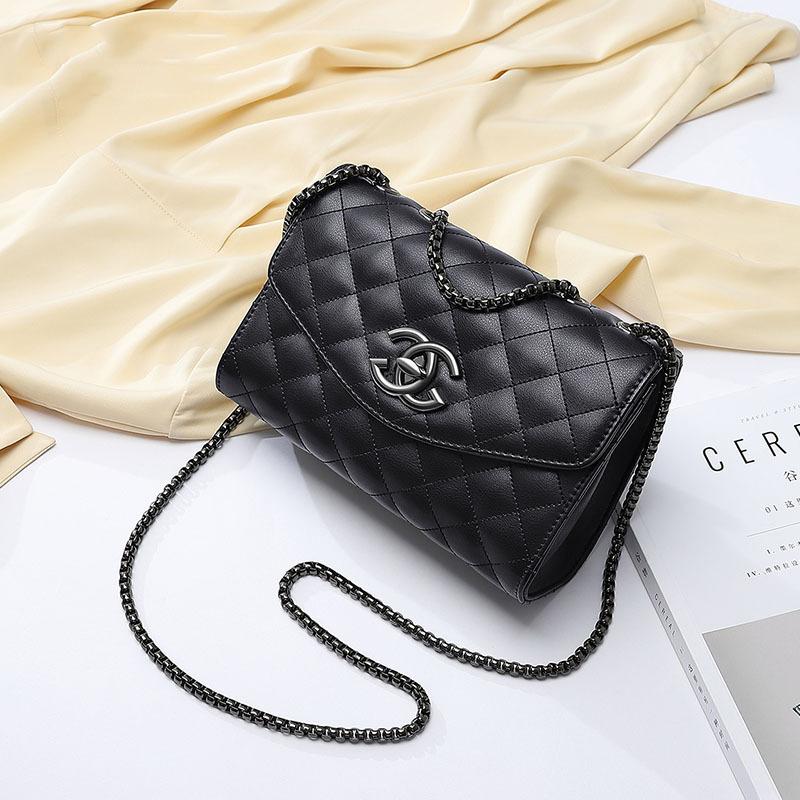 Women's black leather chain bag, versatile quilted crossbody bag, 2025 new fashion genuine leather shoulder bag