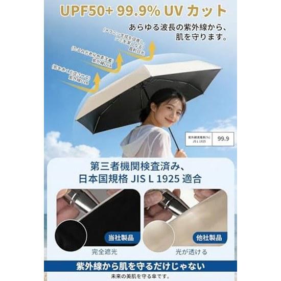 2026 Release JIS Certified UV Cut Umbrella Lightweight Ultraviolet Block Heat Shield UPF50+ Folding Prevention Stroke Sunburn Compact Wind Resistant