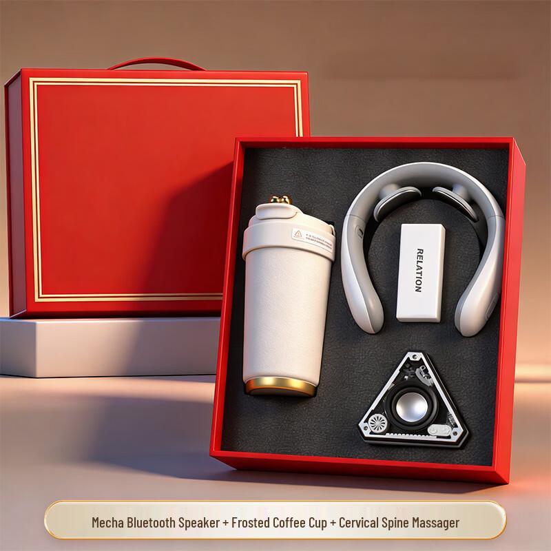 Business Gift Set with Coffee Cup, Bluetooth Speaker & Neck Massager