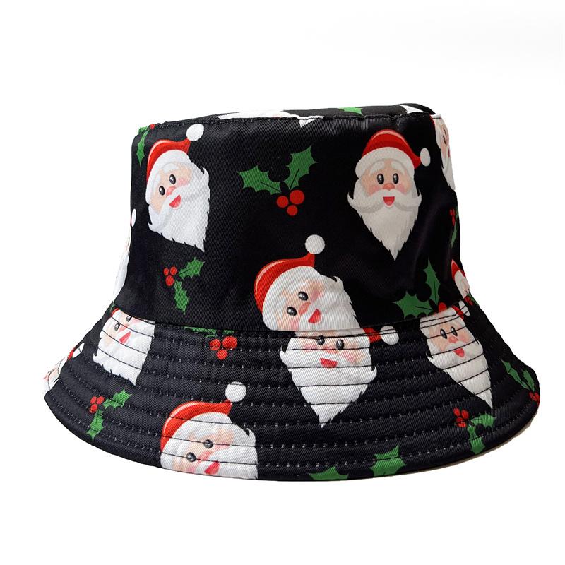 Xmas Santa Claus Printed Street Style Festive Outdoor Sun Fishermen Men Women Merry Christmas Reversible Bucket Hat