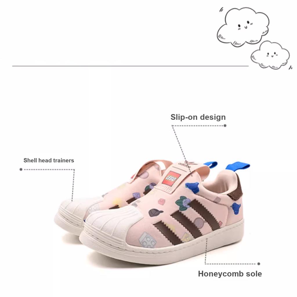 Adidas LEGO X Superstar 360 C Allover Print - Wonder Quartz Kids Sneakers Pink Earth-Strata Blue-Royal IF2168
