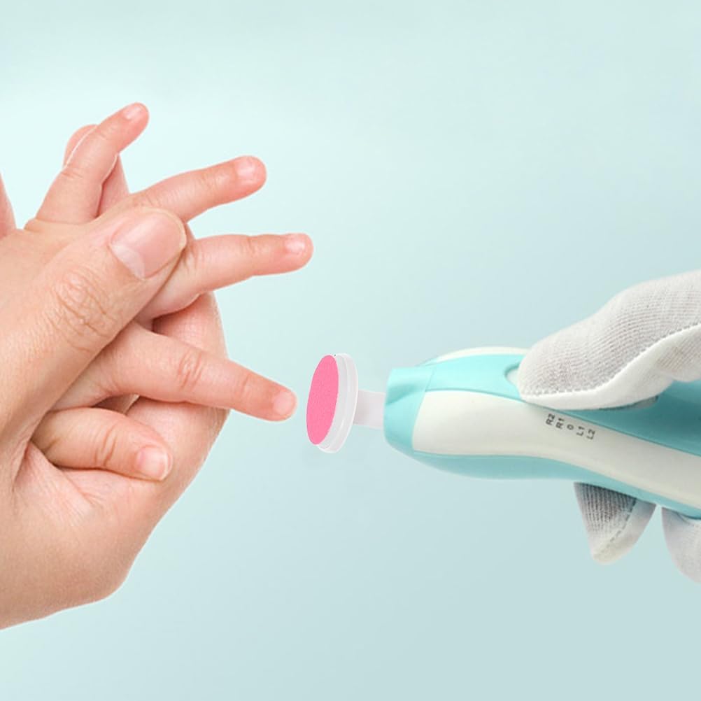 24 Pcs Baby Electric Nail File Replacement Pads - Safe and Easy-to-Use Nail Trimmer Heads for 12+ Months - Red Sandpaper Grinding Heads for Smooth