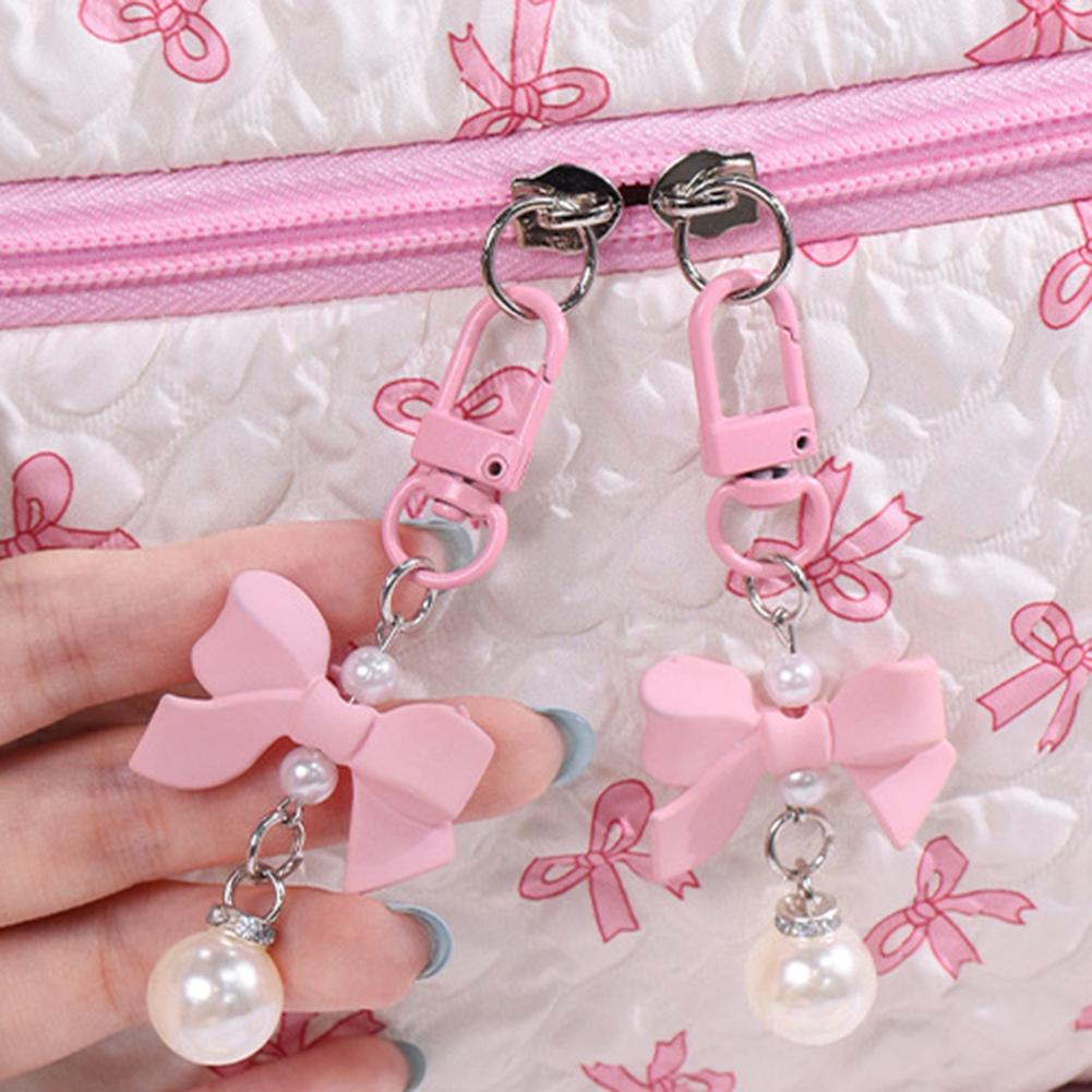 3 Pcs Cute Makeup Bag Large Capacity Quilted Storage Bag Bowknot Printed Bow Toiletry Case Travel Shopping Work Date Bag