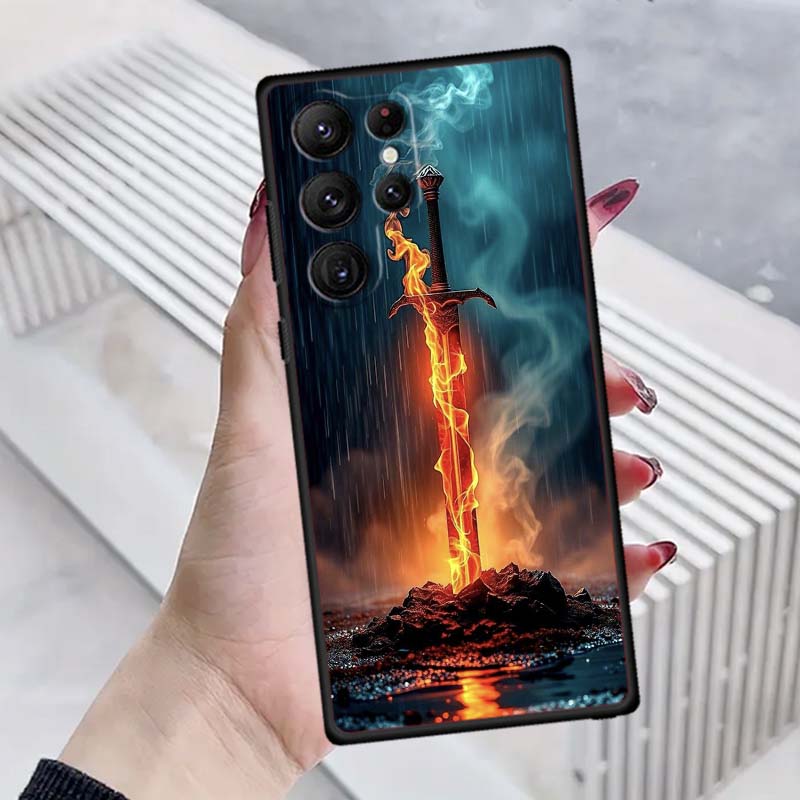 Fashion Hero Design Pattern For Samsung Galaxy S26 S25 S24 S23 S22 S21 S20 Ultra Plus FE 5G Black Soft TPU Phone Case