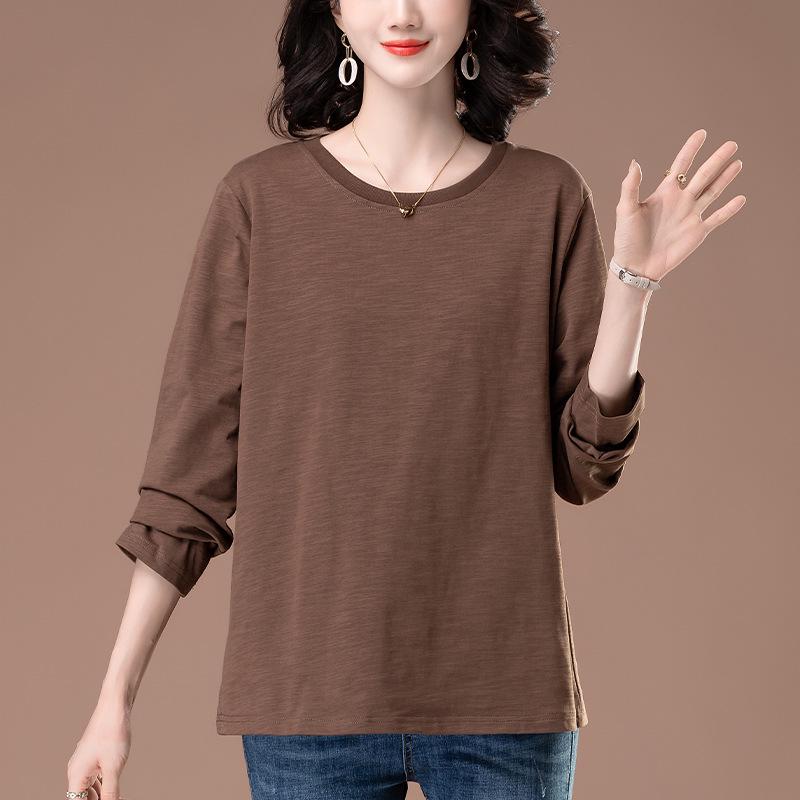 Women's Plus Size Embroidered Cotton Long-Sleeve Shirt, Loose-Fit for Middle-Aged and Elderly - Spring/Autumn Style