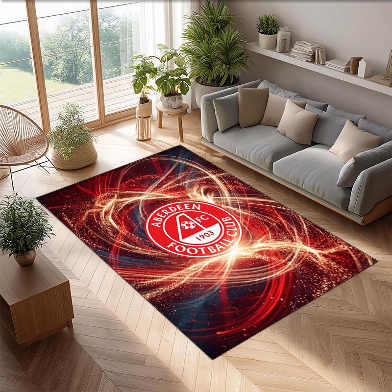 Aberdeen FC Soccer Football Pattern Soft Area Rug Non Slip Indoor Floor Carpet Sports Decor Mat for Bedroom
