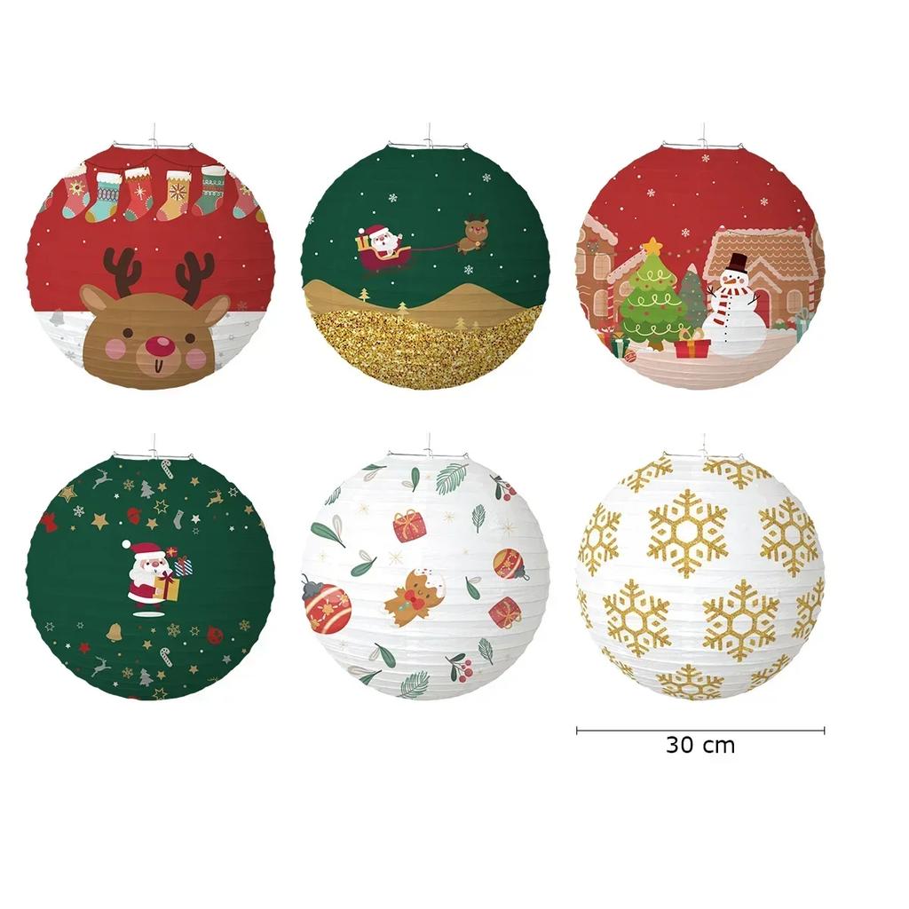 Holiday Paper Lantern Decor Set for Christmas Outdoor Party Indoor Classroom Birthday Graduation Decoration Hanging Ornaments