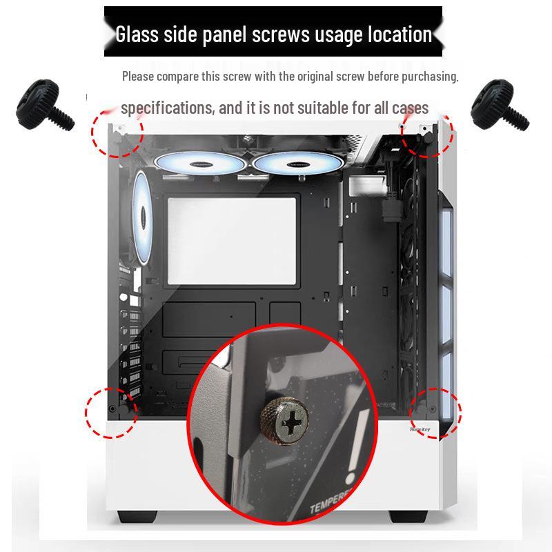 Hand-Tightened Screws with Washers for Transparent Acrylic Computer Case Side Panel