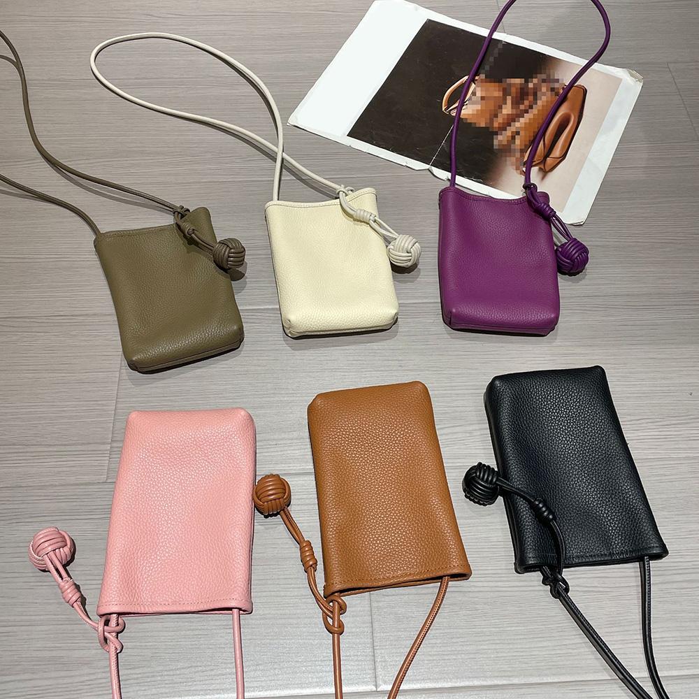 2025 Small Genuine Leather Women Crossbody Bags With Woven Ball Soft First Layer of Cowhide Mini Shoulder Bag Phone Purse Handbag