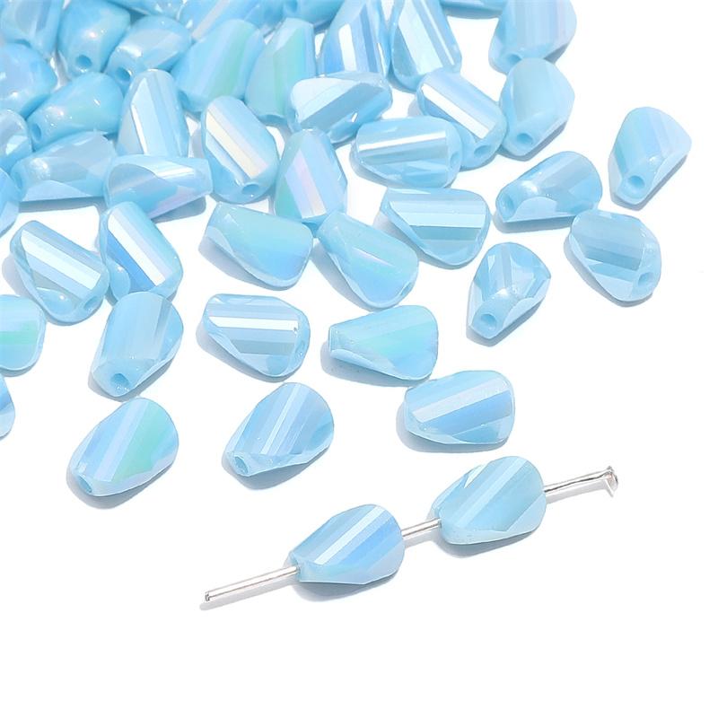 

10 шт. стеклянные бусины особой формы, хрустальные рассыпчатые бусины для изготовления ювелирных изделий своими руками, браслета, ожерелья светло-синий