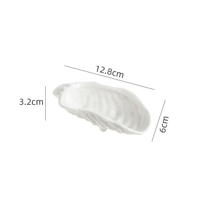

Japanese Restaurant Ceramic Oyster Plate,Creative Tableware,Hotel Club,High-Grade,Pure White,Special-Shaped Dish Unique Plates 13x7x4.2cm