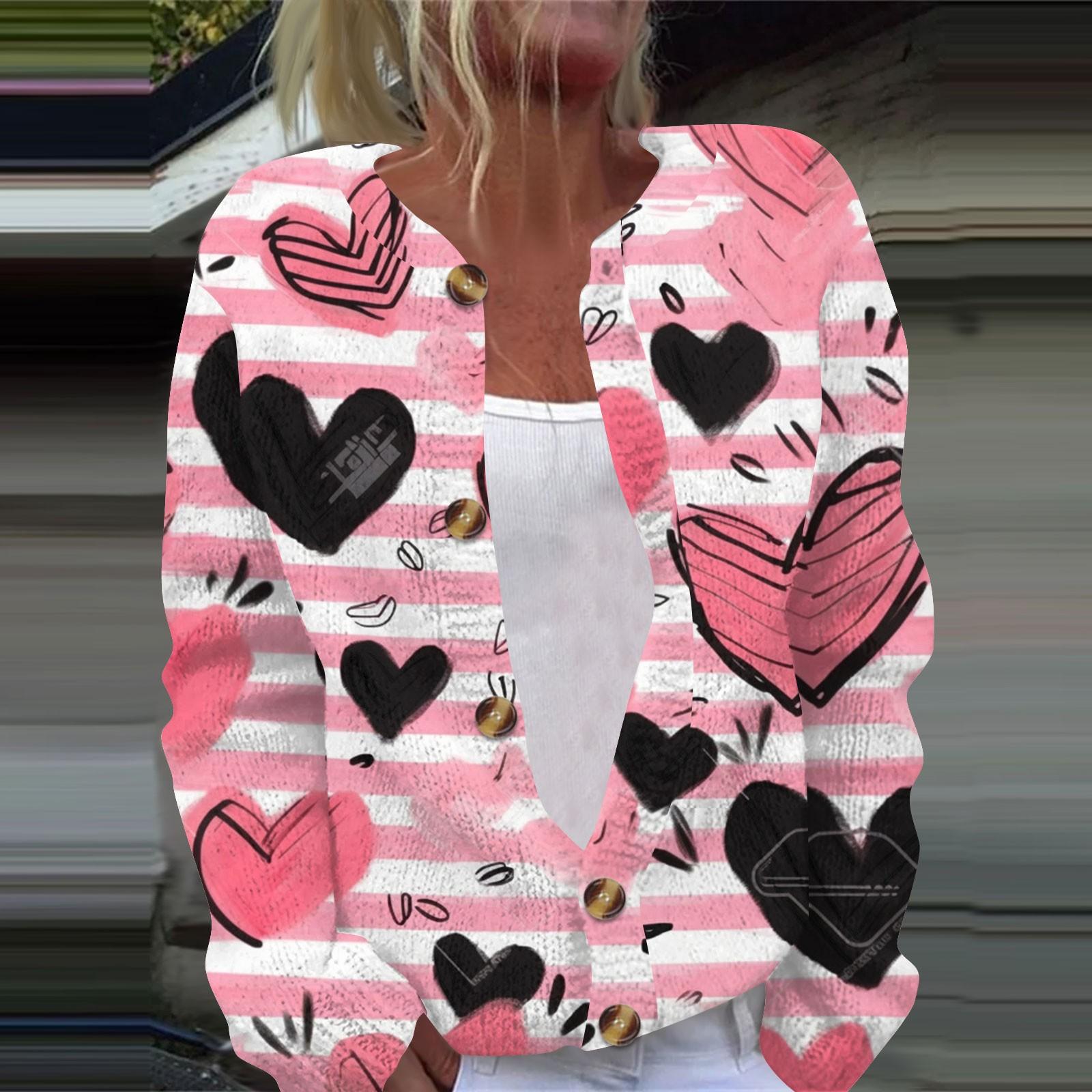 

Женская модная принтованная куртка с длинным рукавом и вязанным кардиганом на пуговицах M розовый