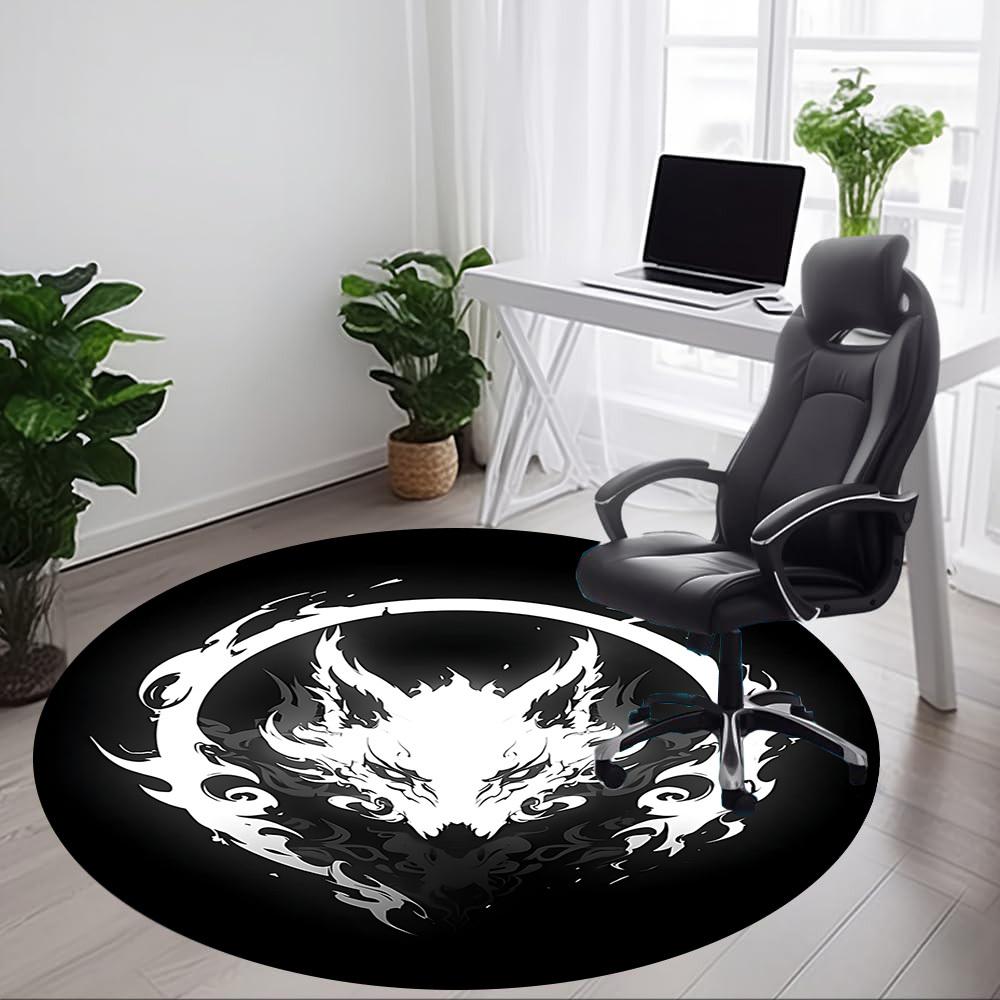 1pc Dragon Emblem Office Round Area Rug, Under Office Chairs Bedroom Living Room Home Decor, Room Deco, Available in Various Sizes