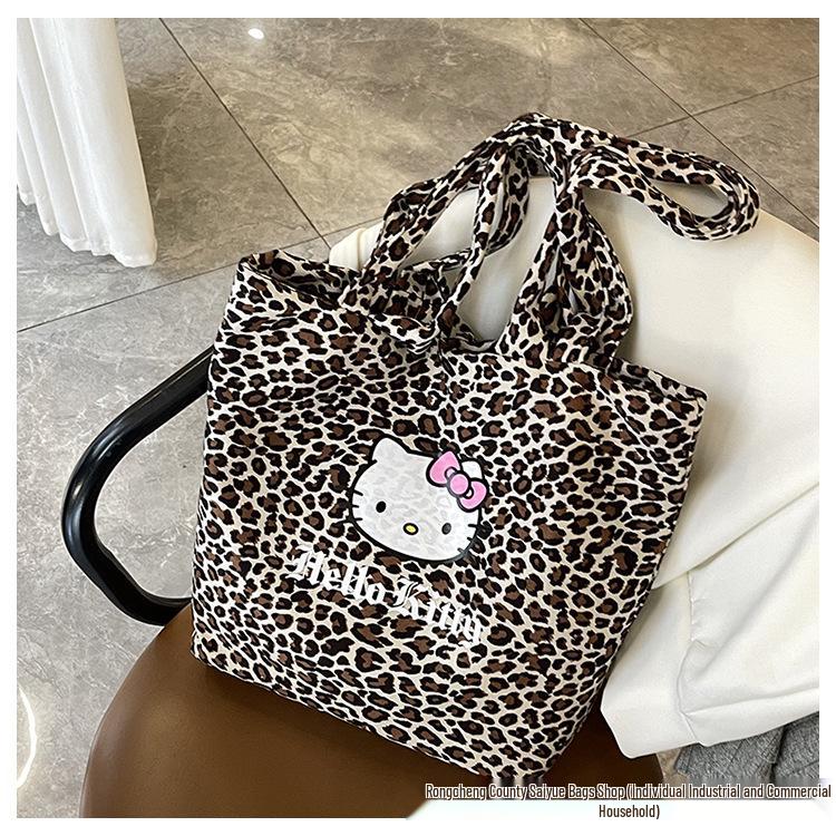 2025 Autumn/Winter Leopard Print Cute Single Shoulder Tote Bag - Large Capacity Shopping Handbag