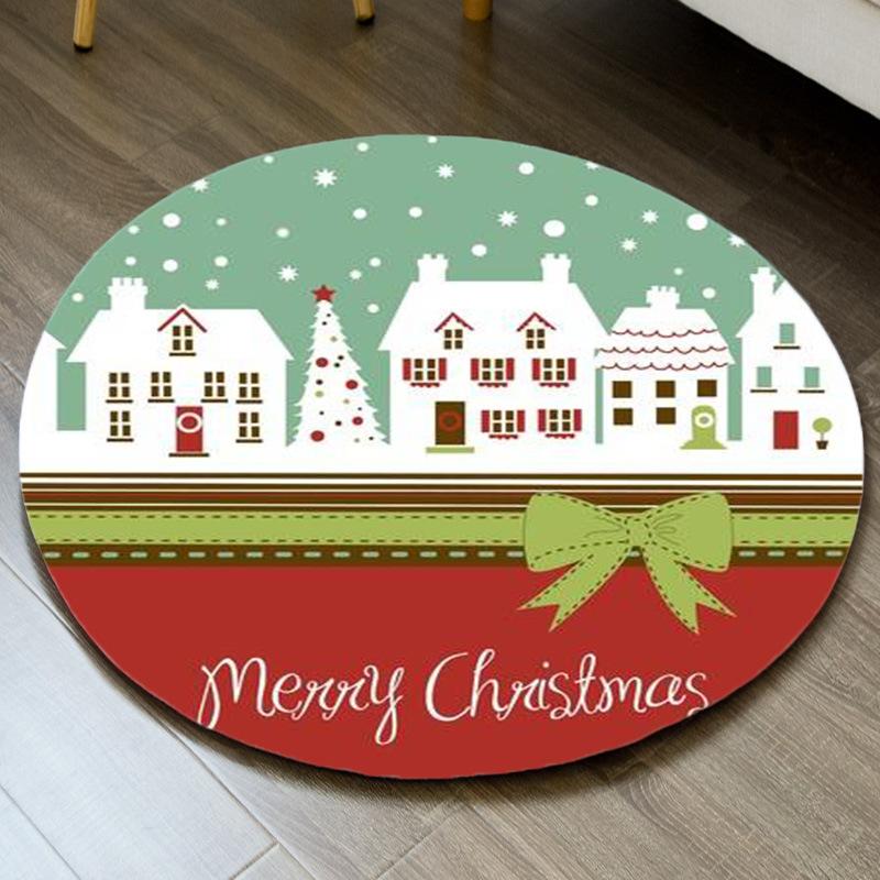 Weihnachten Rundteppich Schlafzimmer Wohnzimmer Garderobe mit Teppich Sofa Kante Gaming Stuhl Rutschfeste Matte Weihnachtsgeschenk