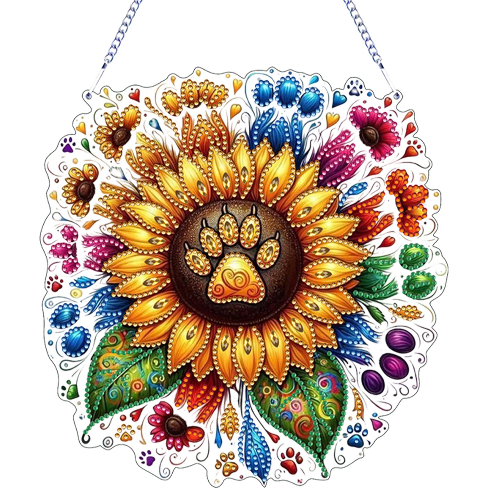 

Flower Theme 2D Flat DIY Special Shape Rhinestone Diamond Art Window Pendants Diamond Painting Set Wall Decor for Home & Windows