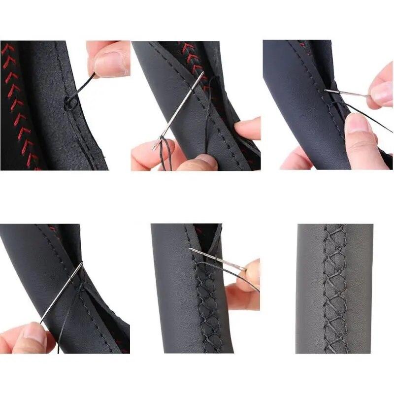 36/38/40CM Three Styles DIY Car Steering Wheel Cover Car Steering Wheel Braid Cover With Needles And Thread Artificial Leather