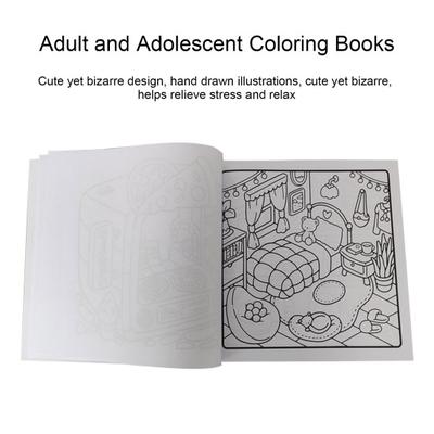 Coloring Book Portable Size Cute Weird Design Single-Sided Pages High-Resolution Printing Book Diverse Themes Stress Relief Drawing Book