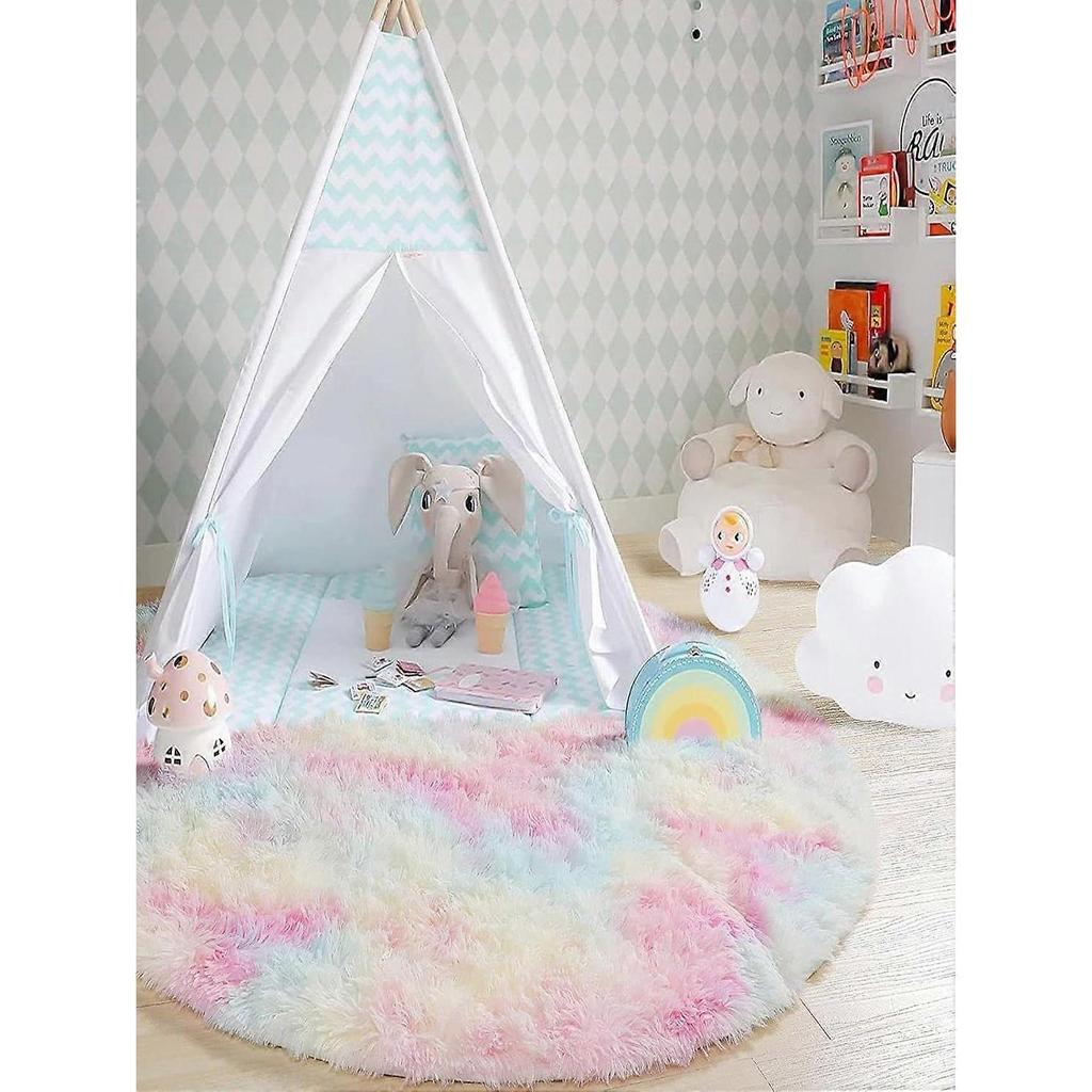 Tie Dye Fuzzy Rugs Anti Slip Floor Mat Soft Round Carpet Floor Rug for Bathroom