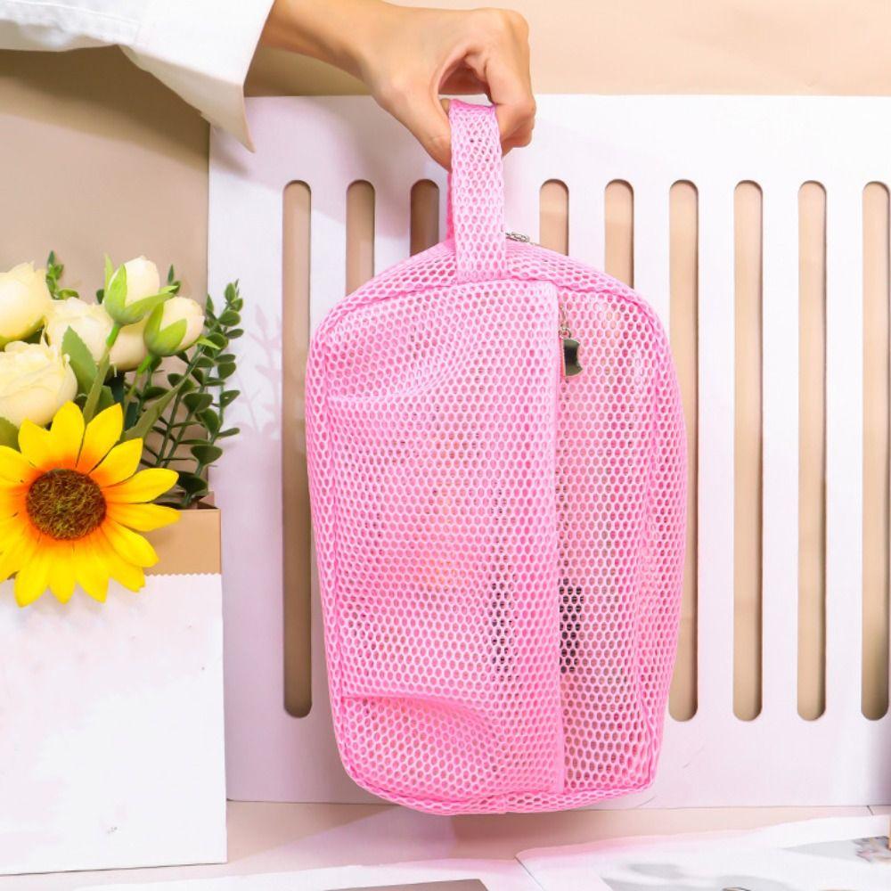 Square Mesh Makeup Bag Portable Travel Wash Bag Simple Transparent Mesh Cosmetic Bag  Camping