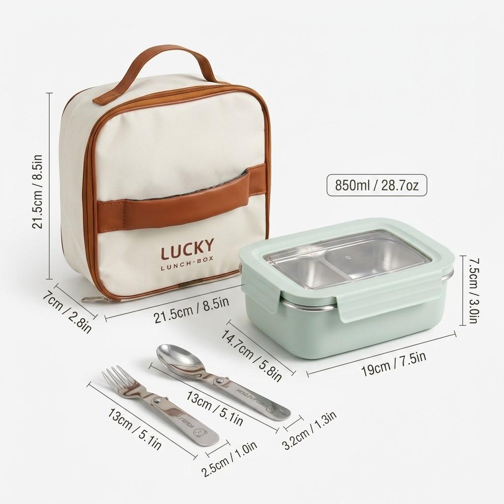304 Stainless Steel Bento Lunch Box For Kids Students Portable Sealed Fruit Salad Food Container With Compartment Microwave Safe