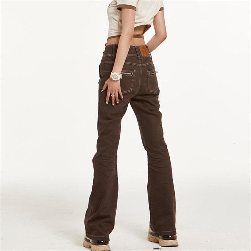 

Весна 2022, женские эстетические женские широкие джинсы с высокой талией, мешковатые женские джинсовые капри, брюки, джинсовые брюки для мамы XL шоколадный