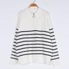 Autumn Loose Striped Long Sleeve Pullover Women's Sweaters Winter Tops Vintage Zipper Round Neck Knitted Sweater Woman Elegant Ladies Jumpers 25130