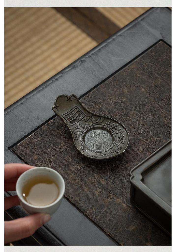 Japanese Antique Tin Tea Cup Coaster: Non-slip Retro Mat for Tea Ceremony Accessories
