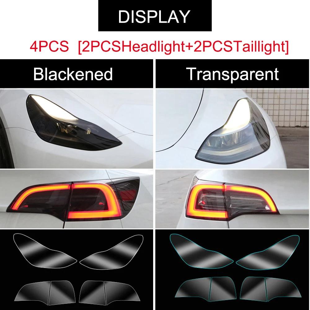Für Tesla Model 3 Y 2017-2023 TPU Geschwärzte Scheinwerfer Rückleuchten Nebelscheinwerfer Schutzfolie Modifikation Schwarze Farbwechselnde Folien