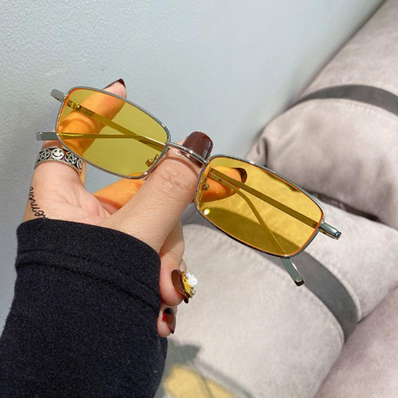 New Vintage Small Rectangle Sunglasses Men ladies Fashion Punk Square Sun Glasses Metal Frame Black Driving Eyewear