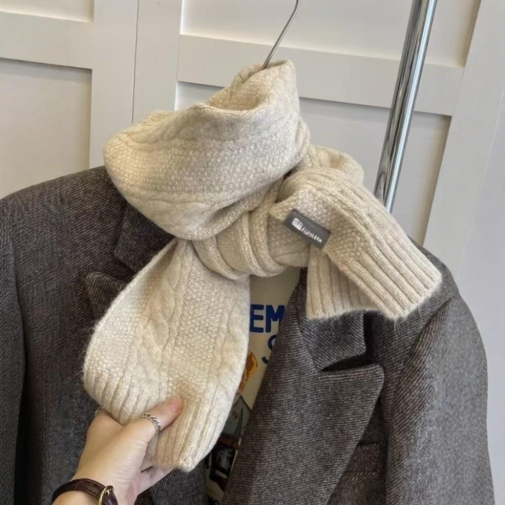 New Knitted Neck Warmer Windproof Warm Neckerchief Solid Color Versatile Knitted Scarf Skiing