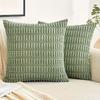 Spring Green Corduroy Decorative Pillow Cover 18x18 Inch Soft Striped Corduroy Cushion Cover Bohemian Home Decor for Sofa Bed