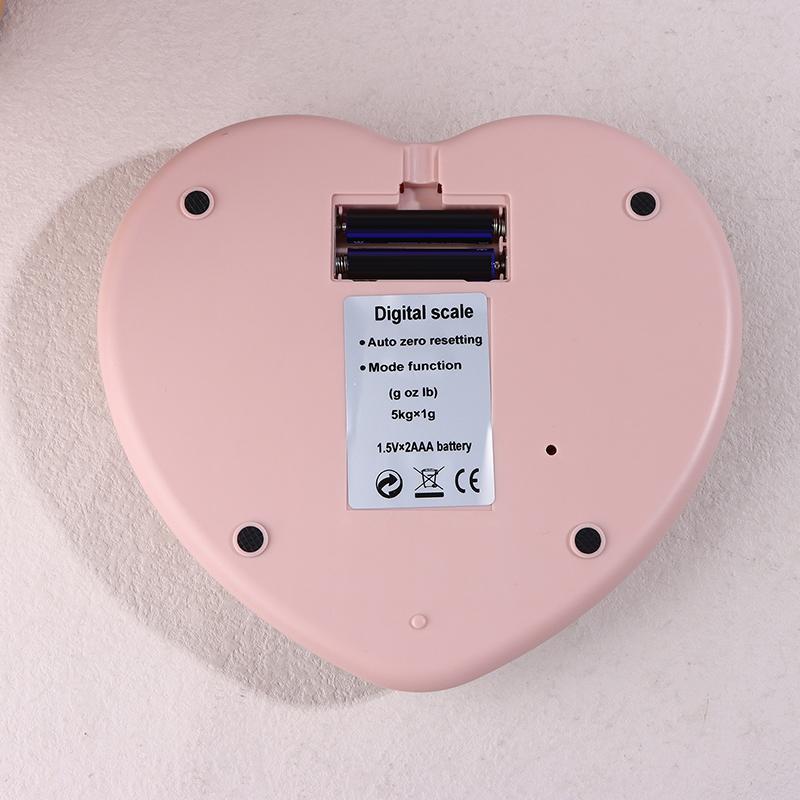 Mutfak Pişirme Tartısı Pembe Kalp Şeklinde Yüksek Hassasiyetli Dijital Tartı 5Kg/1G Lcd Elektronik Denge Ölçüm Aleti Mutfak Tartısı