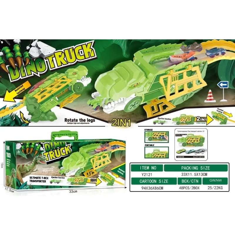 Transport Toy Truck Pull Back Vehicles Dino Container Storage Unique Track Car Model Children Boys Birthday Gift