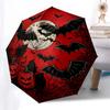 Halloween Moonlit Night Bat & Pumpkin Decorative RoundelUmbrella, Portable 3-Fold Compact Umbrella for Men & Women Gift