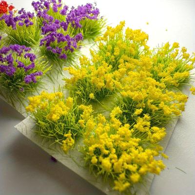 6pcs/Box Miniature Flower Clusters for Models, Fine Craft for Architecture Train Diorama, Micro Landscape Collectible Decor