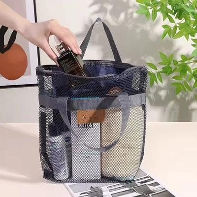 Beach Travel Bag Portable Zipper Mesh Outdoor Swimming Toiletries Storage Tote Women Large Capacity Foldable Cosmetic Handbag
