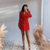 2025 European & American Double-Breasted Long Sleeve Open Back Autumn Suit Skirt