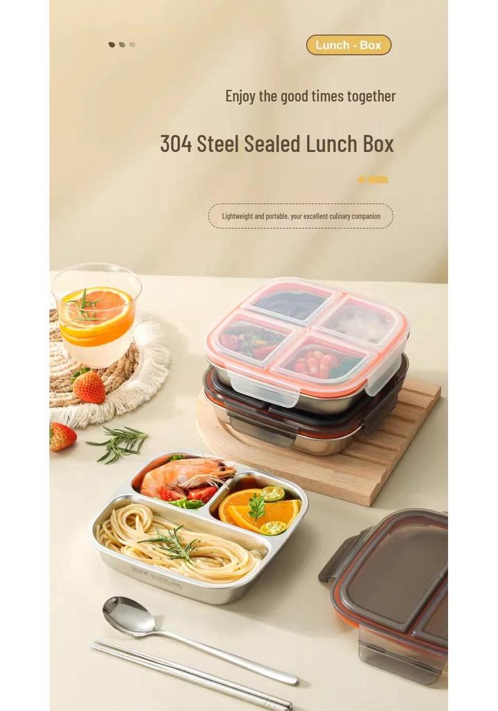 304 Stainless Steel Compartment Lunch Box | Sealed for Portion Control | Office & Microwave Safe