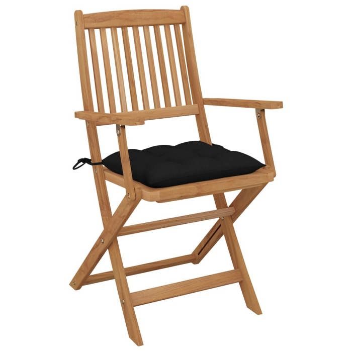 VidaXL Set of 8 Folding Garden Chairs with Cushions, Patio Seats, Dining Chairs, Patio Furniture 3074989