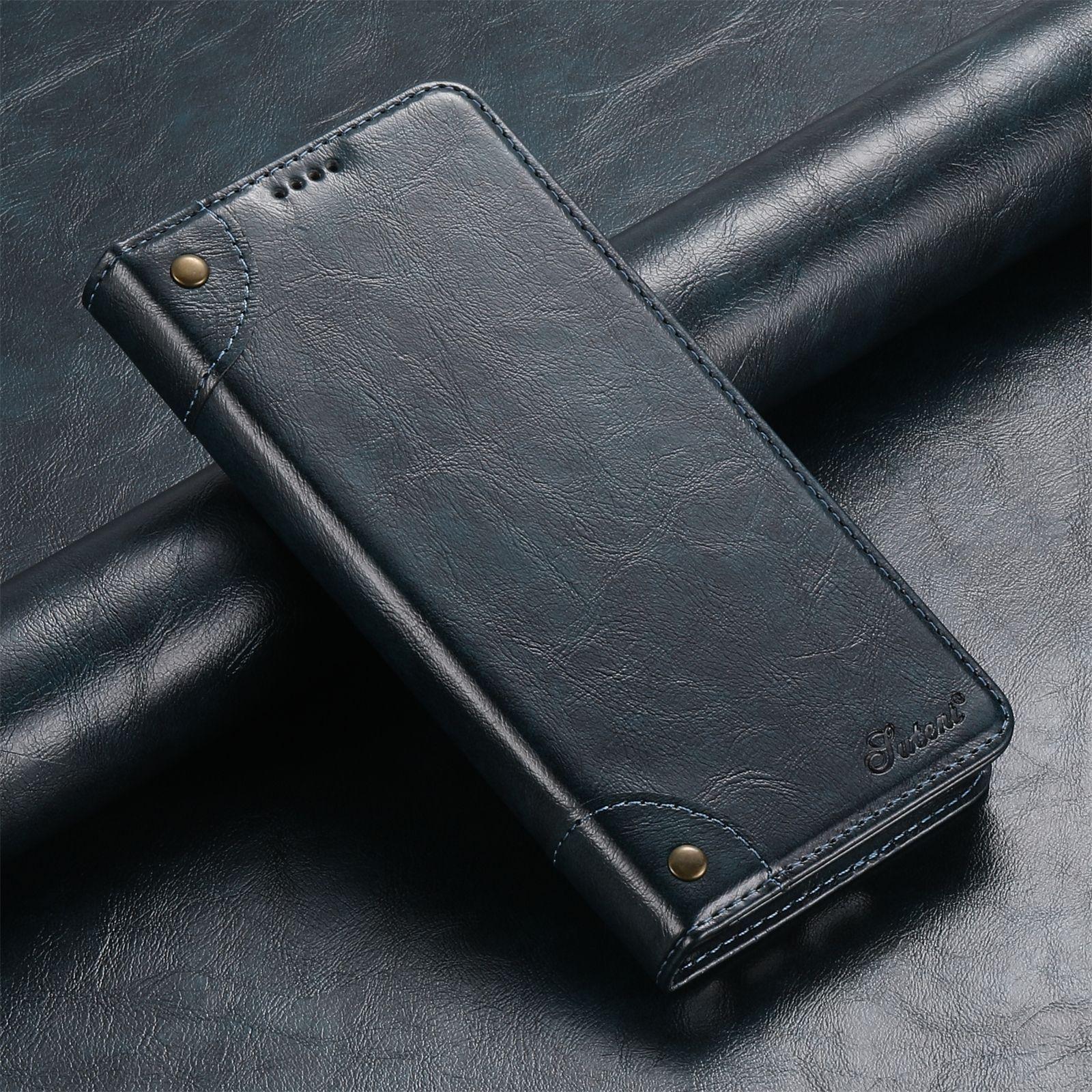 

Розкішний натуральний шкіряний шкіряний чохол для телефону Wallet для Samsung S24 Ultra-Soft Flip Card Holder Wallet Phone Cover для Samsung S24/S23/S22/Note20 Samsung S24pius синій