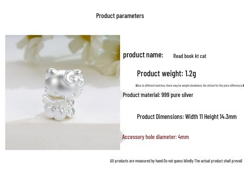 Sterling Silver 999 Cartoon Cinnamoroll and Kuromi Beaded Rope DIY Cute Loose Beads Accessories